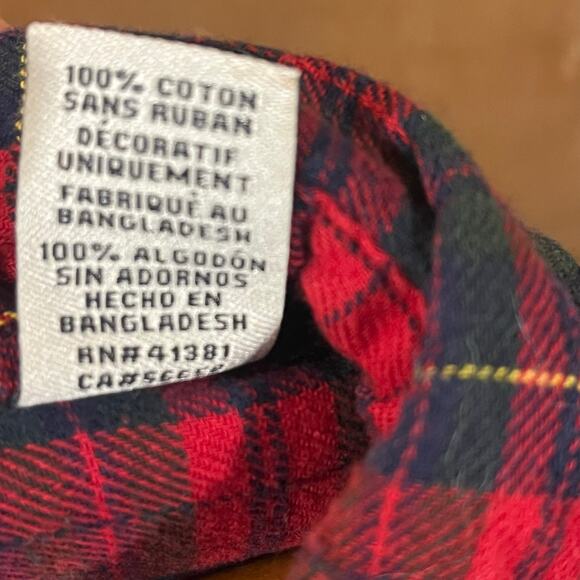 Chap's Men's Size XXL Plaid Flannel Button Down. Holiday Red & Hunter Green - Picture 5 of 9